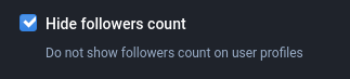 Screenshot of the server-wide “Hide followers count” option